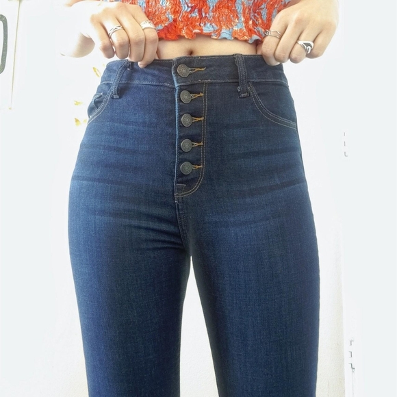 Cello Denim - High-Waisted Raw Hemline Skinny Jeans